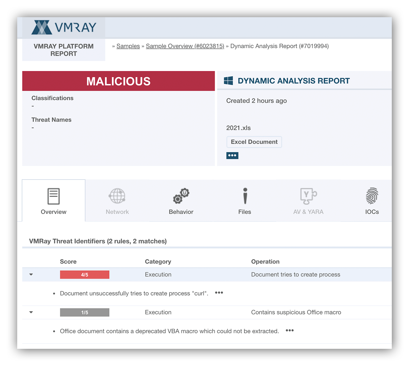 VMRay dynamic analysis