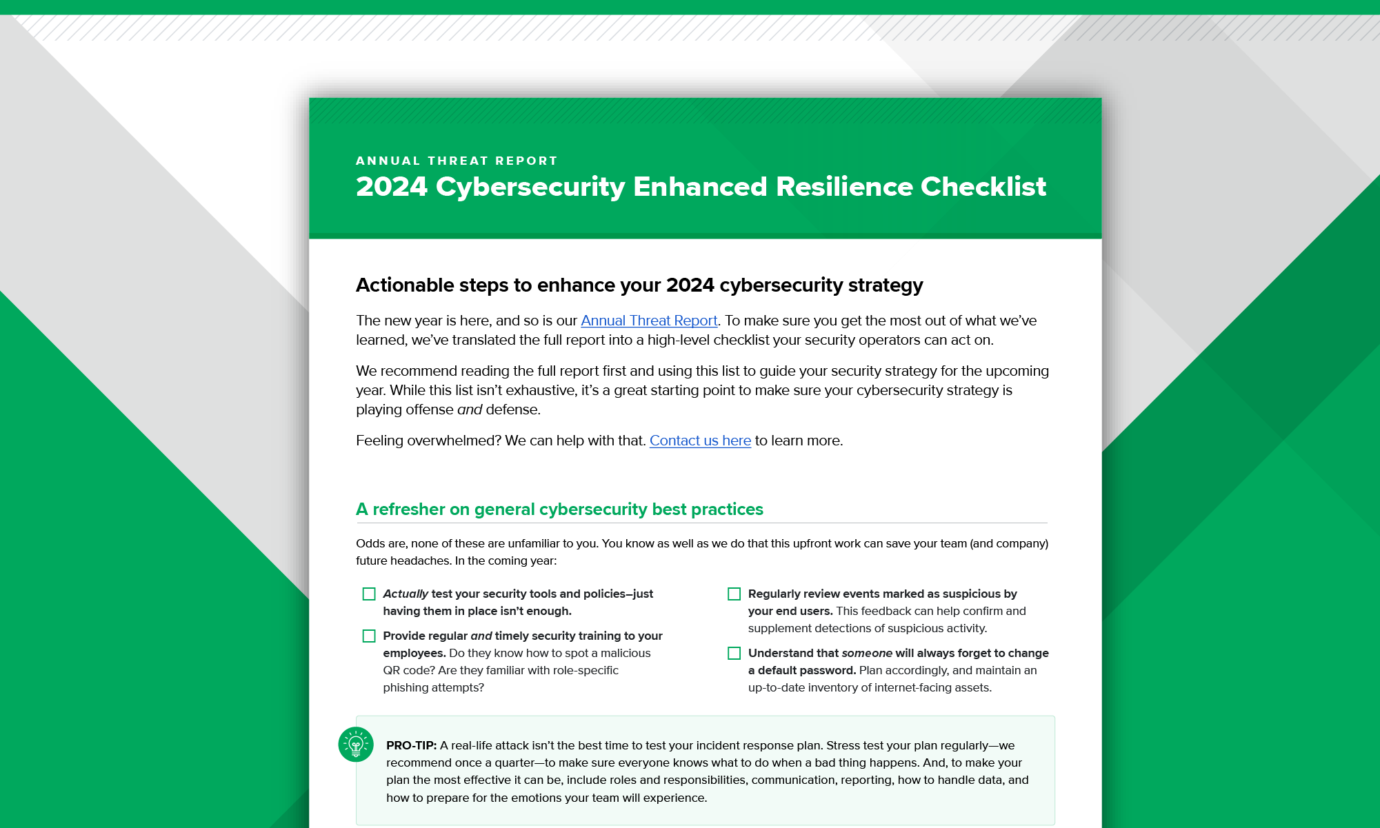2024 Cybersecurity Enhanced Resilience Checklist