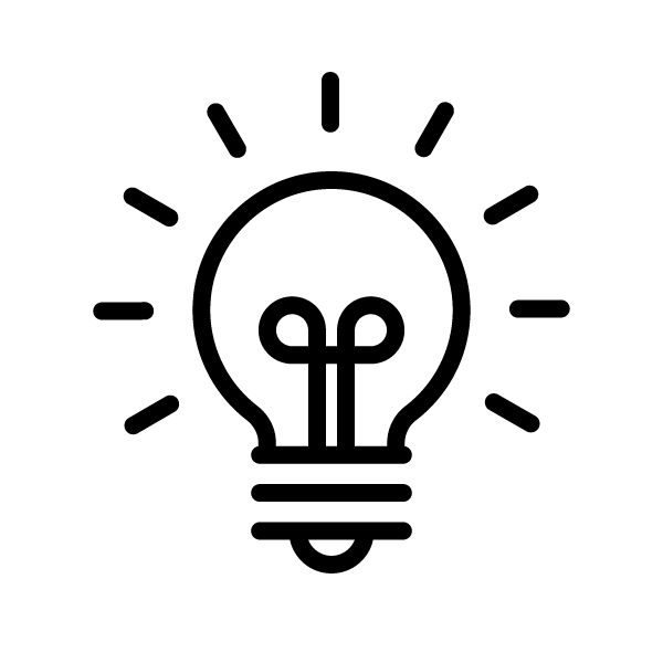 black lightbulb illuminated icon