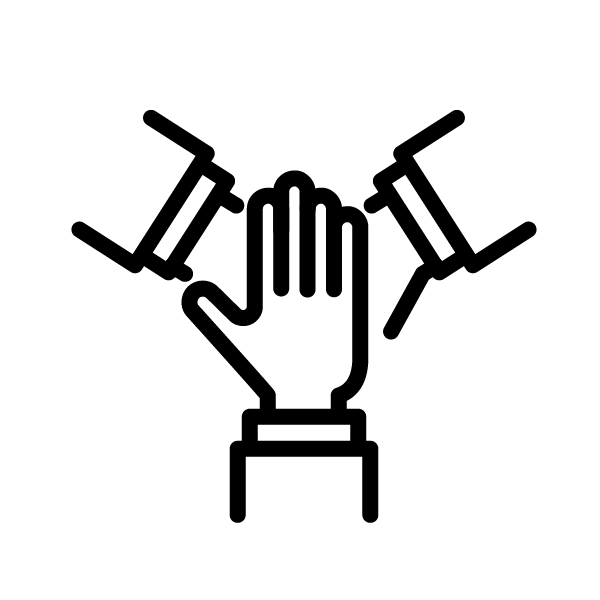 hands piled together for teamwork icon