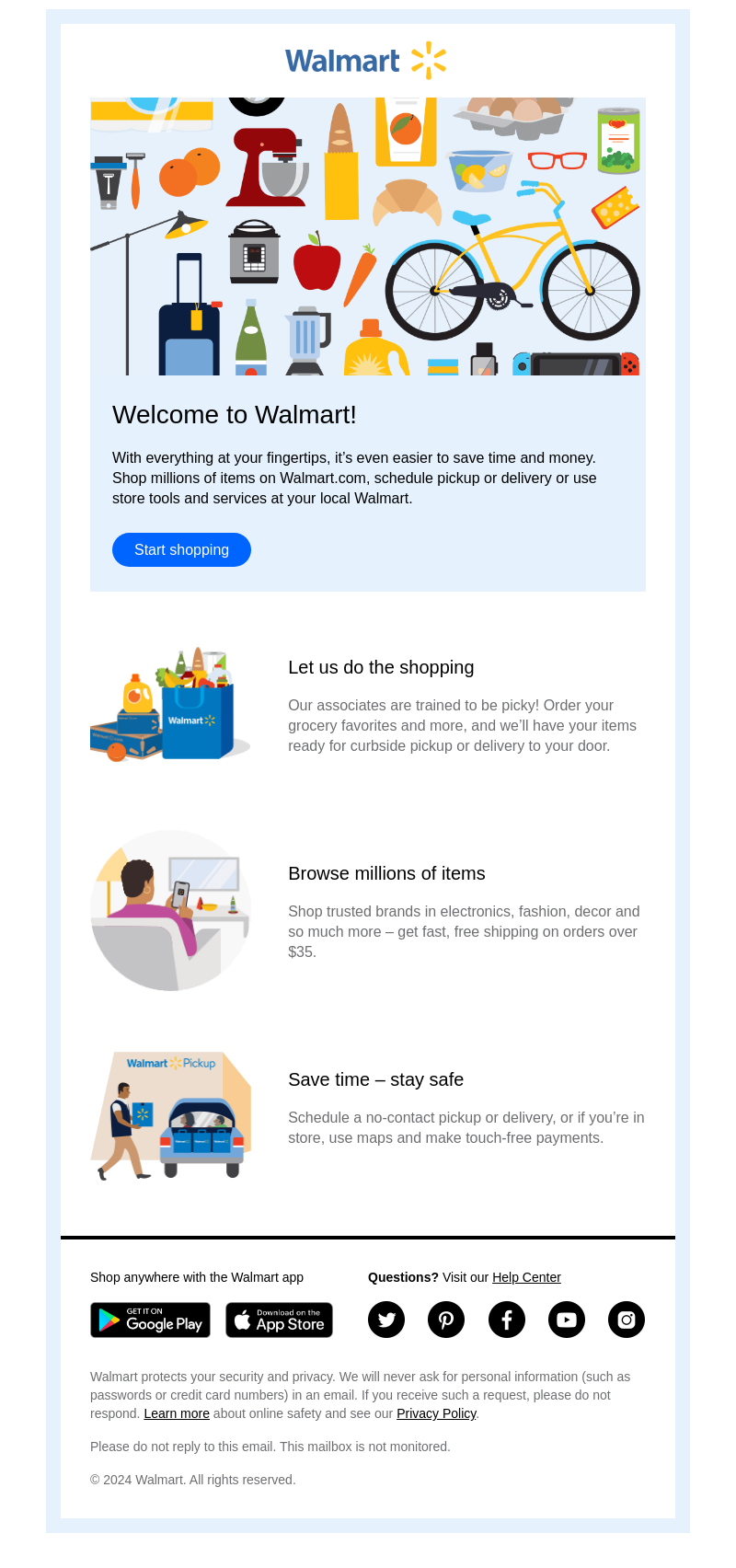 A benign phishing email example.