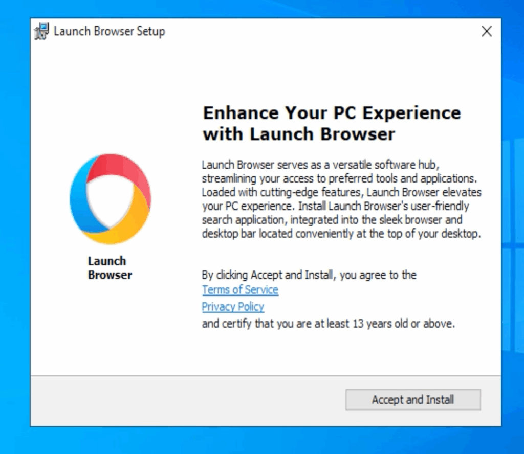 A screenshot of the Lanuch Browser setup.