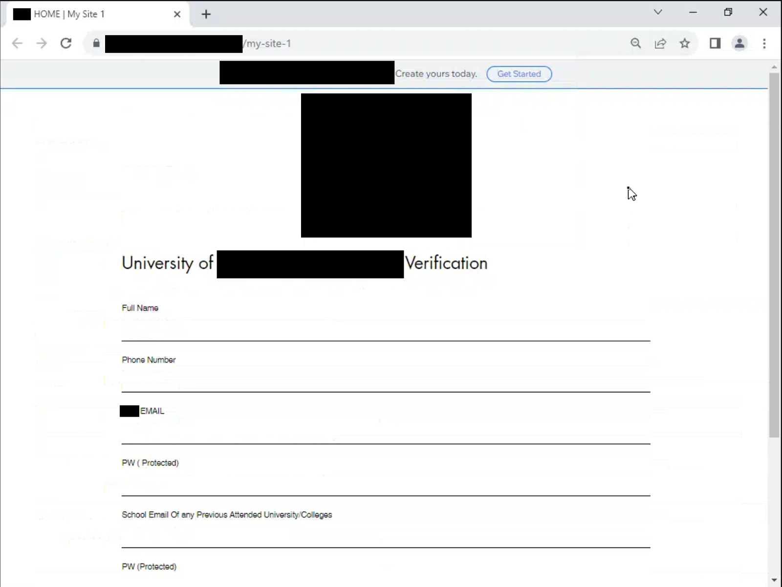 A screenshot of a malicious online form. 