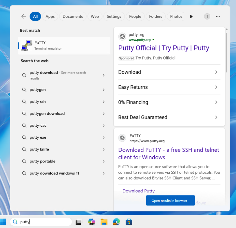 A screenshot of an ad in the Windows 11 start menu.