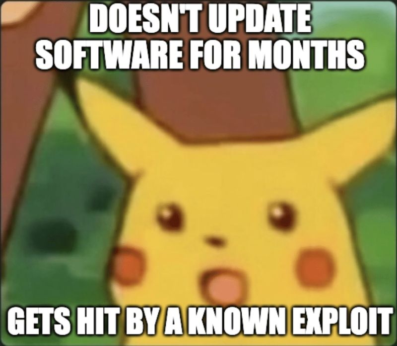A meme about vulnerability management. 