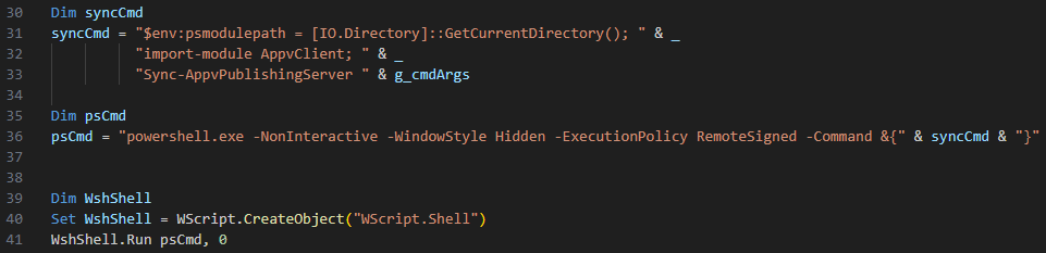 A snippet from SyncAppvPublishingServer.vbs.