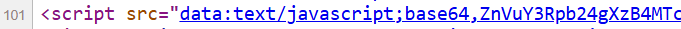 A snippet of the base64 encoded JavaScript.