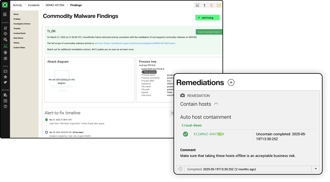 Automated remediation with full audit trail in Workbench
